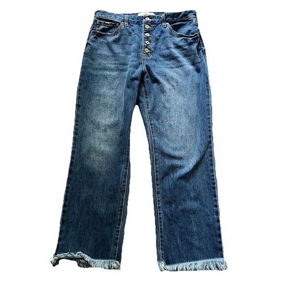 KanCan Jeans 11/29 Blue Taurus High Rise Straight Leg Button Fly Raw Hem KC7392M - Picture 2 of 7